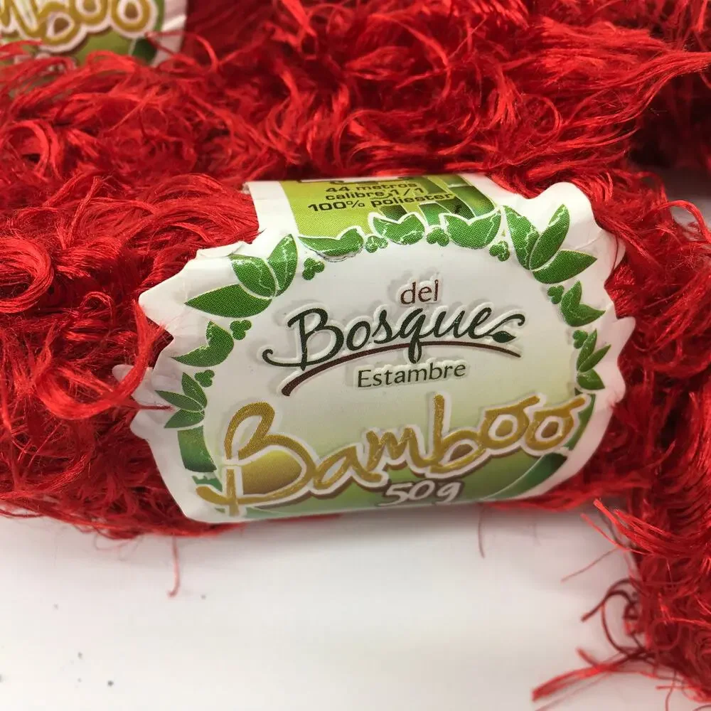 Bosque Bamboo Eyelash Yarn Red *LOT OF 7* Fun Fur Soft Fuzzy Knitting Crochet
